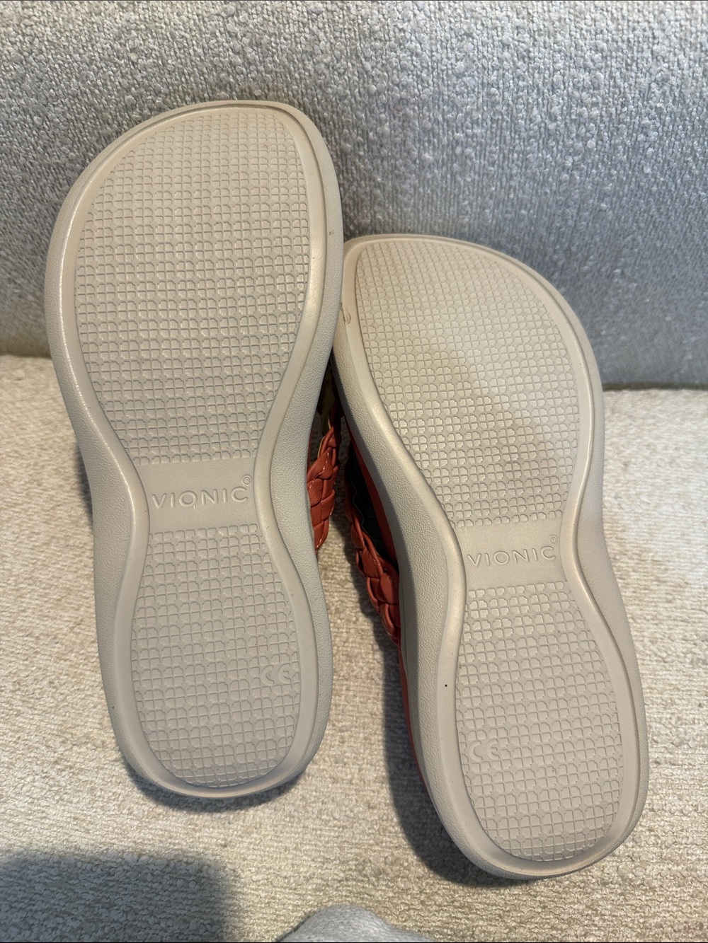 Vionic Braided Coral Platform Flip Flops - Picture 3 of 6